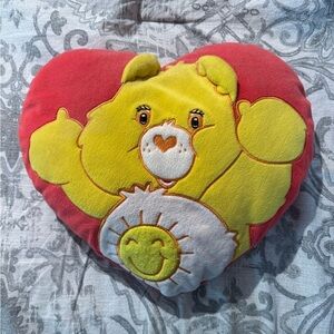 2002 CARE BEARS FUNSHINE BEAR HEART SHAPED PILLOW Plush Preowned